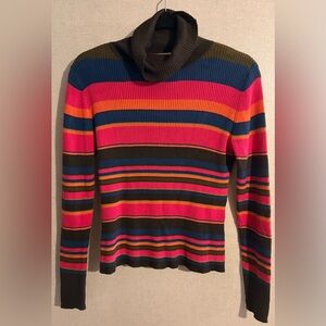 Casual Corner Women’s Multicolor Striped Turtleneck Sweater
